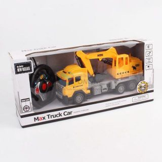 - Max Truck Car Treileris Top Power Sport Celtniecības mašina ar led gaismām un pulti, dzeltens no 6 gadiem