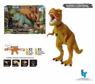 - Ruicheng Tyrannosaurus T-REX 9981B ar radiovadāmu pistoli, led lampiņām un skaņu, kustās zaļš no 3 gadiem