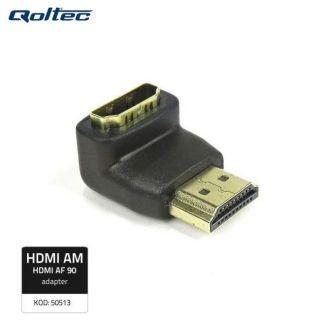 - Qoltec 50513 HDMI AF 90 grādu Kabeļa Adapteris HDMI A Spraudnis /  HDMI A Ligzda Melns